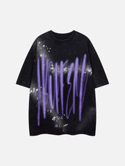 Heavy Duty Washed Stir-fried Snowflake Horsetail T-shirt