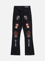 High Street Embroidery Retro Jeans - 1574