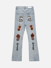 High Street Embroidery Retro Jeans - 1574