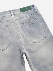 High Street Hip-Hop Design Sense Reißverschluss Straight Jeans Neun-Punkt-Hose