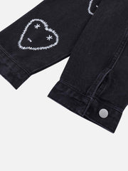 Veste ample en jean à imprimé High Street Love