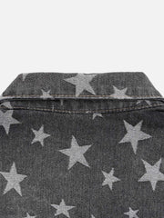 Veste en jean vintage délavée à imprimé pentagramme High Street Niche Design -1433