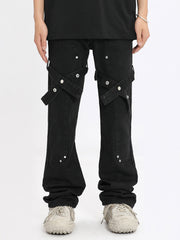 Jean de travail décontracté à bretelles et coupe droite High Street