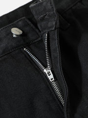 Jean de travail décontracté à bretelles et coupe droite High Street