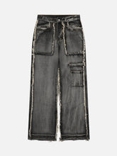 High Street Washed And Distressed Raw Edge Jeans
