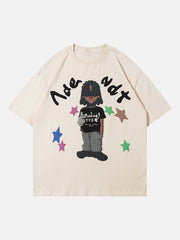 T-shirt imprimé personnage de dessin animé hip-hop