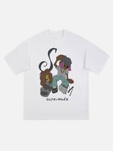 T-shirt imprimé personnage de dessin animé hip-hop