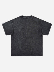 Ausgewaschenes T-Shirt mit Hip-Hop-Mund-Aufdruck – 1670