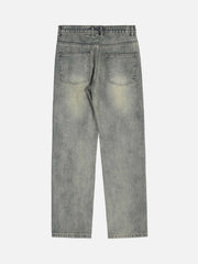 Pantalon en denim à imprimé patch rétro hip-hop Powder Pulp