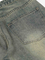 Pantalon en denim à imprimé patch rétro hip-hop Powder Pulp