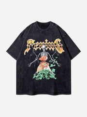 T-Shirt mit Hip-Hop-Totenkopf-Print