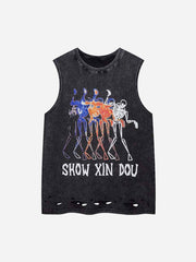 Hip-hop Letter Print Ragged Undershirt