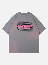 T-shirt hip-hop rétro graffiti avec lettres en spray