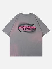 T-shirt hip-hop rétro graffiti avec lettres en spray