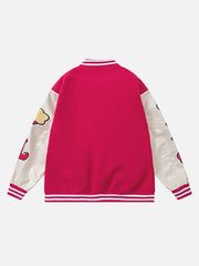 Hip-hop Towel Embroidered Leather Sleeve Jacket