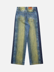 Hip-hop Washed Distressed Loose Spray-dyed Jeans