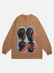 Hiphop Spoof Print Long Sleeve T-shirt - 1675