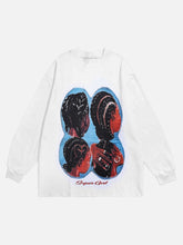 T-shirt à manches longues imprimé parodie hip-hop - 1675