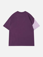 Hole Fake Two-piece Color Matching Tee