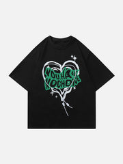 Irregular Heart Letter Print Tee