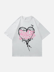 Irregular Heart Letter Print Tee