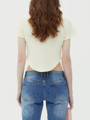 T-shirt court de couleur unie à étiquetage irrégulier