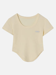 T-shirt court de couleur unie à étiquetage irrégulier
