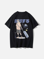 Japanese Anime Travel Boy Print Cotton Tee