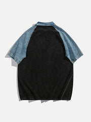 T-Shirt mit LY-Buchstaben-Patchwork-Polokragen