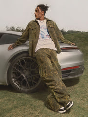 Leopard Print Distressed Washed Patchwork Suit - 1971