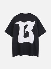 Letter B Print Stitching Tee