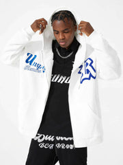 Kapuzenjacke mit Buchstabenstickerei -1095