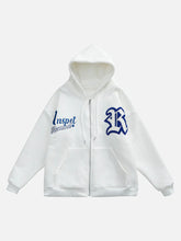 Letter Embroidered Hoodie Jacket -1095