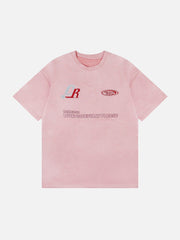 Letter Embroidered Suede Tee