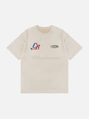 Letter Embroidered Suede Tee
