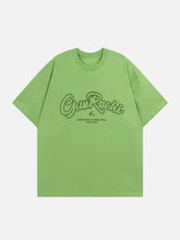 Letter Embroidery Solid Color Tee