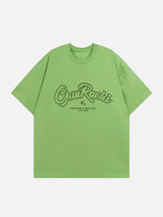 Letter Embroidery Solid Color Tee