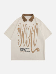 Letter Graffiti Polo Collar Tee