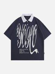 Letter Graffiti Polo Collar Tee