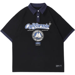Letter Graphic Polo Collar Tee