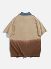 Letter Patchwork Polo Collar Tee
