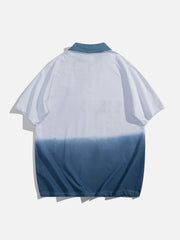 Letter Patchwork Polo Collar Tee