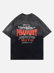 Letter Print Gradient Washed Tee
