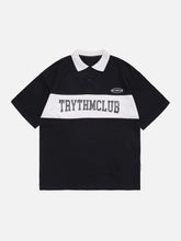 Letter Print Polo Collar Tee