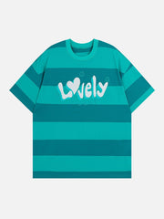 Letter Print Stripe Tee