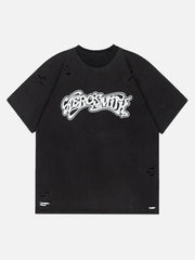 T-shirt déchiré à imprimé lettre