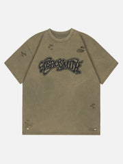 T-shirt déchiré à imprimé lettre
