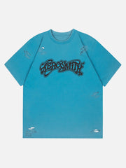 T-shirt déchiré à imprimé lettre