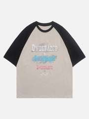 Patchwork-T-Shirt mit Buchstabendruck