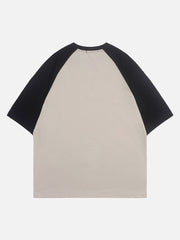 Patchwork-T-Shirt mit Buchstabendruck